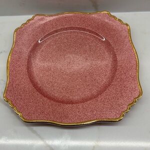 1930s Royal Winton Bone China Plate Art Deco Mottled Pink Gold Trim Scalloped